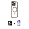 MARSİLYAN™- iPhone 14 Pro Max Kılıf Eksen Klasik Koleksiyonu - Siyah Bilvis 5in1 3D Magic Cam Ekran Koruyucu + PVD Metal Kamera Lens - TU