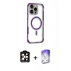 MARSİLYAN™- iPhone 14 Pro Max Kılıf Eksen Klasik Koleksiyonu - Siyah Bilvis 5in1 3D Magic Cam Ekran Koruyucu + PVD Metal Kamera Lens - TU