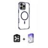MARSİLYAN™- iPhone 14 Pro Max Kılıf Eksen Klasik Koleksiyonu - Siyah Bilvis 5in1 3D Magic Cam Ekran Koruyucu + PVD Metal Kamera Lens - TU