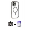 MARSİLYAN™- iPhone 14 Pro Max Kılıf Eksen Klasik Koleksiyonu - Siyah Bilvis 5in1 3D Magic Cam Ekran Koruyucu + PVD Metal Kamera Lens - TU