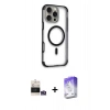 MARSİLYAN™- iPhone 14 Pro Max Kılıf Eksen Klasik Koleksiyonu - Siyah Bilvis 5in1 3D Magic Cam Ekran Koruyucu + Gümüş Bilvis Titan Kamera Lens