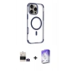 MARSİLYAN™- iPhone 14 Pro Max Kılıf Eksen Klasik Koleksiyonu - Siyah Bilvis 5in1 3D Magic Cam Ekran Koruyucu + Gümüş Bilvis Titan Kamera Lens