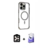 MARSİLYAN™- iPhone 14 Pro Max Kılıf Eksen Klasik Koleksiyonu - Siyah Bilvis 5in1 5D Magic Hayalet Cam Ekran Koruyucu + PVD Metal Kamera Lens - TU