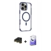 MARSİLYAN™- iPhone 14 Pro Max Kılıf Eksen Klasik Koleksiyonu - Siyah Bilvis 5in1 5D Magic Hayalet Cam Ekran Koruyucu + Raze Metal Kamera Lens - GD