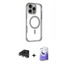 MARSİLYAN™- iPhone 14 Pro Max Kılıf Eksen Klasik Koleksiyonu - Siyah Bilvis 5in1 5D Magic Hayalet Cam Ekran Koruyucu + Raze Metal Kamera Lens - GS