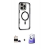 MARSİLYAN™- iPhone 14 Pro Max Kılıf Eksen Klasik Koleksiyonu - Siyah Bilvis 5in1 5D Magic Hayalet Cam Ekran Koruyucu + Bilvis Titan Kamera Lens - SH