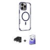 MARSİLYAN™- iPhone 14 Pro Max Kılıf Eksen Klasik Koleksiyonu - Siyah Bilvis 5in1 5D Magic Hayalet Cam Ekran Koruyucu + Raze Metal Kamera Lens - GS