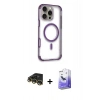 MARSİLYAN™- iPhone 14 Pro Max Kılıf Eksen Klasik Koleksiyonu - Siyah Bilvis 5in1 5D Magic Hayalet Cam Ekran Koruyucu + Raze Metal Kamera Lens - GD
