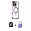 MARSİLYAN™- iPhone 14 Pro Max Kılıf Eksen Klasik Koleksiyonu - Siyah Bilvis 5in1 5D Magic Hayalet Cam Ekran Koruyucu + PVD Metal Kamera Lens - TU