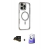 MARSİLYAN™- iPhone 14 Pro Max Kılıf Eksen Klasik Koleksiyonu - Siyah Bilvis 5in1 5D Magic Hayalet Cam Ekran Koruyucu + Raze Metal Kamera Lens - GD