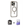 MARSİLYAN™- iPhone 14 Pro Max Kılıf Eksen Klasik Koleksiyonu - Siyah Bilvis 5in1 5D Magic Hayalet Cam Ekran Koruyucu + PVD Metal Kamera Lens - TU