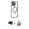 MARSİLYAN™- iPhone 14 Pro Max Kılıf Eksen Klasik Koleksiyonu - Siyah Bilvis 5in1 5D Magic Hayalet Cam Ekran Koruyucu + Gold Raze Metal Kamera Lens