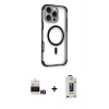 MARSİLYAN™- iPhone 14 Pro Max Kılıf Eksen Klasik Koleksiyonu - Siyah Bilvis Hayalet Cam Ekran Koruyucu + Gold Bilvis Titan Kamera Lens