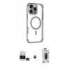 MARSİLYAN™- iPhone 14 Pro Max Kılıf Eksen Klasik Koleksiyonu - Siyah Bilvis Hayalet Cam Ekran Koruyucu + Gümüş Bilvis Titan Kamera Lens