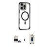 MARSİLYAN™- iPhone 14 Pro Max Kılıf Eksen Klasik Koleksiyonu - Siyah Bilvis Hayalet Cam Ekran Koruyucu + Gümüş Bilvis Titan Kamera Lens