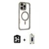 MARSİLYAN™- iPhone 14 Pro Max Kılıf Eksen Klasik Koleksiyonu - Siyah Bilvis Hayalet Cam Ekran Koruyucu + PVD Metal Kamera Lens - TU
