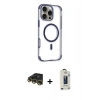 MARSİLYAN™- iPhone 14 Pro Max Kılıf Eksen Klasik Koleksiyonu - Siyah Bilvis Hayalet Cam Ekran Koruyucu + Raze Metal Kamera Lens - GD