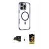 MARSİLYAN™- iPhone 14 Pro Max Kılıf Eksen Klasik Koleksiyonu - Siyah Buffer Cam Ekran Koruyucu + Raze Metal Kamera Lens - GD