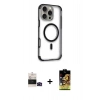 MARSİLYAN™- iPhone 14 Pro Max Kılıf Eksen Klasik Koleksiyonu - Siyah Buffer Cam Ekran Koruyucu + Siyah Bilvis Titan Kamera Lens