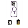 MARSİLYAN™- iPhone 14 Pro Max Kılıf Eksen Klasik Koleksiyonu - Siyah Buffer Cam Ekran Koruyucu + PVD Metal Kamera Lens - TU