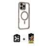 MARSİLYAN™- iPhone 14 Pro Max Kılıf Eksen Klasik Koleksiyonu - Siyah Buffer Cam Ekran Koruyucu + PVD Metal Kamera Lens - TU