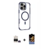 MARSİLYAN™- iPhone 14 Pro Max Kılıf Eksen Klasik Koleksiyonu - Siyah Buffer Hayalet Cam Ekran Koruyucu + Bilvis Titan Kamera Lens - GS