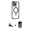 MARSİLYAN™- iPhone 14 Pro Max Kılıf Eksen Klasik Koleksiyonu - Siyah Buffer Hayalet Cam Ekran Koruyucu + Bilvis Titan Kamera Lens - GS