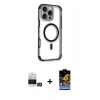 MARSİLYAN™- iPhone 14 Pro Max Kılıf Eksen Klasik Koleksiyonu - Siyah Buffer Hayalet Cam Ekran Koruyucu + Bilvis Titan Kamera Lens - GD