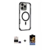MARSİLYAN™- iPhone 14 Pro Max Kılıf Eksen Klasik Koleksiyonu - Siyah Buffer Hayalet Cam Ekran Koruyucu + Bilvis Titan Kamera Lens - DNMR