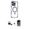 MARSİLYAN™- iPhone 14 Pro Max Kılıf Eksen Klasik Koleksiyonu - Siyah Buffer Hayalet Cam Ekran Koruyucu + Bilvis Titan Kamera Lens - DNMR