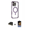 MARSİLYAN™- iPhone 14 Pro Max Kılıf Eksen Klasik Koleksiyonu - Siyah Buffer Hayalet Cam Ekran Koruyucu + Raze Metal Kamera Lens - GD