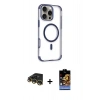 MARSİLYAN™- iPhone 14 Pro Max Kılıf Eksen Klasik Koleksiyonu - Siyah Buffer Hayalet Cam Ekran Koruyucu + Raze Metal Kamera Lens - GD