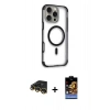 MARSİLYAN™- iPhone 14 Pro Max Kılıf Eksen Klasik Koleksiyonu - Siyah Buffer Hayalet Cam Ekran Koruyucu + Raze Metal Kamera Lens - GD