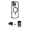 MARSİLYAN™- iPhone 14 Pro Max Kılıf Eksen Klasik Koleksiyonu - Siyah Buffer Hayalet Cam Ekran Koruyucu + Raze Metal Kamera Lens - GS
