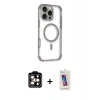 MARSİLYAN™- iPhone 14 Pro Max Kılıf Eksen Klasik Koleksiyonu - Siyah Joko 5D Cam + Turuncu PVD Metal Kamera Lens