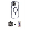 MARSİLYAN™- iPhone 14 Pro Max Kılıf Eksen Klasik Koleksiyonu - Siyah Joko 5D Cam + Turuncu PVD Metal Kamera Lens