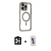 MARSİLYAN™- iPhone 14 Pro Max Kılıf Eksen Klasik Koleksiyonu - Siyah Joko 5D Cam + Turuncu PVD Metal Kamera Lens