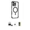 MARSİLYAN™- iPhone 14 Pro Max Kılıf Eksen Klasik Koleksiyonu - Siyah Joko Magic 5D Hayalet Cam + Gümüş Bilvis Titan Kamera Lens