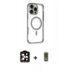 MARSİLYAN™- iPhone 14 Pro Max Kılıf Eksen Klasik Koleksiyonu - Siyah Joko Magic 5D Hayalet Cam + Turuncu PVD Metal Kamera Lens