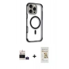 MARSİLYAN™- iPhone 14 Pro Max Kılıf Eksen Klasik Koleksiyonu - Siyah Mat Seramik Nano Ekran Koruyucu + Bilvis Titan Kamera Lens - DNMR