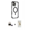 MARSİLYAN™- iPhone 14 Pro Max Kılıf Eksen Klasik Koleksiyonu - Siyah Mat Seramik Nano Ekran Koruyucu + Bilvis Titan Kamera Lens - GD