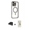 MARSİLYAN™- iPhone 14 Pro Max Kılıf Eksen Klasik Koleksiyonu - Siyah Mat Seramik Nano Ekran Koruyucu + Raze Metal Kamera Lens - GS