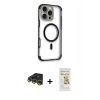 MARSİLYAN™- iPhone 14 Pro Max Kılıf Eksen Klasik Koleksiyonu - Siyah Mat Seramik Nano Ekran Koruyucu + Raze Metal Kamera Lens - GD