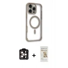 MARSİLYAN™- iPhone 14 Pro Max Kılıf Eksen Klasik Koleksiyonu - Siyah Mat Seramik Nano Ekran Koruyucu + PVD Metal Kamera Lens - TU
