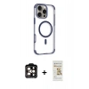 MARSİLYAN™- iPhone 14 Pro Max Kılıf Eksen Klasik Koleksiyonu - Siyah Mat Seramik Nano Ekran Koruyucu + PVD Metal Kamera Lens - TU