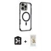 MARSİLYAN™- iPhone 14 Pro Max Kılıf Eksen Klasik Koleksiyonu - Siyah Mat Seramik Nano Ekran Koruyucu + PVD Metal Kamera Lens - TU