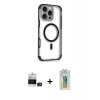 MARSİLYAN™- iPhone 14 Pro Max Kılıf Eksen Klasik Koleksiyonu - Siyah Polymer Nano Ekran Koruyucu + Bilvis Titan Kamera Lens - DNMR