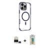 MARSİLYAN™- iPhone 14 Pro Max Kılıf Eksen Klasik Koleksiyonu - Siyah Polymer Nano Ekran Koruyucu + Bilvis Titan Kamera Lens - GD