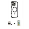 MARSİLYAN™- iPhone 14 Pro Max Kılıf Eksen Klasik Koleksiyonu - Siyah Polymer Nano Ekran Koruyucu + Bilvis Titan Kamera Lens - GD