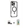 MARSİLYAN™- iPhone 14 Pro Max Kılıf Eksen Klasik Koleksiyonu - Siyah Polymer Nano Ekran Koruyucu + Bilvis Titan Kamera Lens - SH